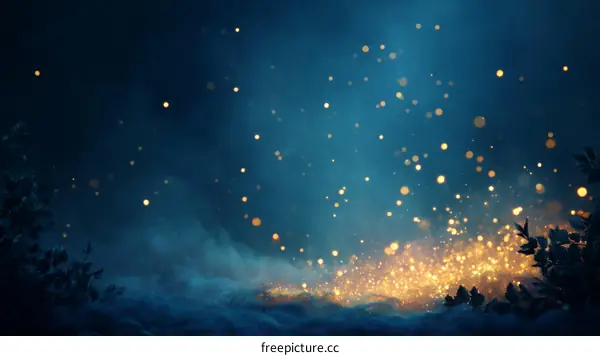 Mysterious Night Forest Sparkling Lights