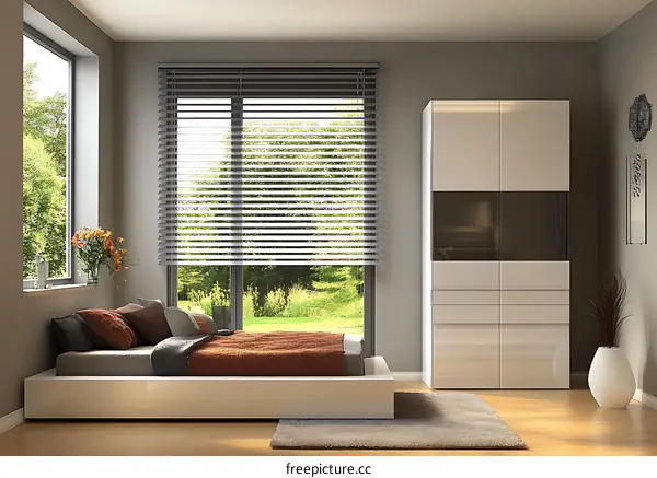 Modern Bedroom Interior Design with Large Wardrobe
