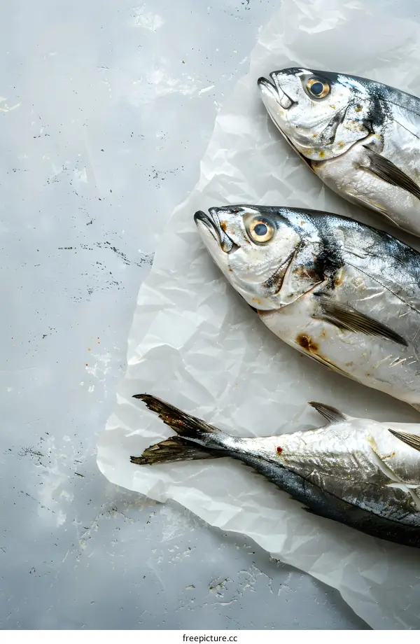 Fresh fish on parchment paper