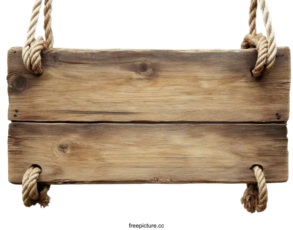 [Transparent Background PNG]Vintage Wooden Sign with Rope Hangers