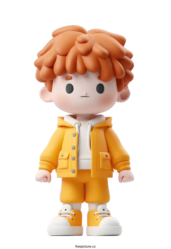 [Transparent Background PNG]Cute Cartoon Boy in Yellow Raincoat