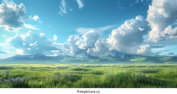 Stunning Mountain Meadow Landscape Illustration
