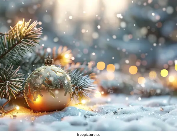 Winter Christmas Ornament Scene