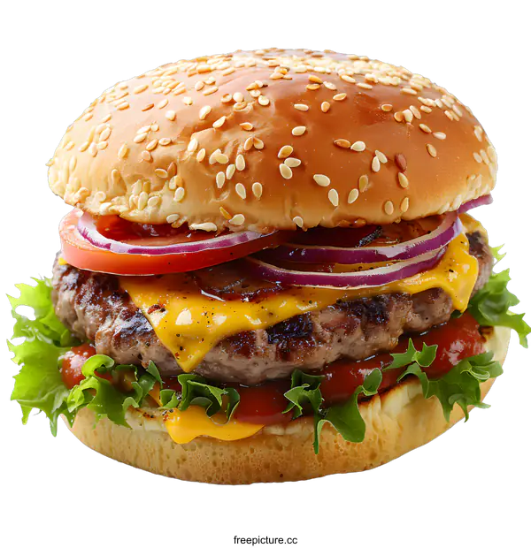 [Transparent Background PNG]Delicious Cheeseburger on White Background