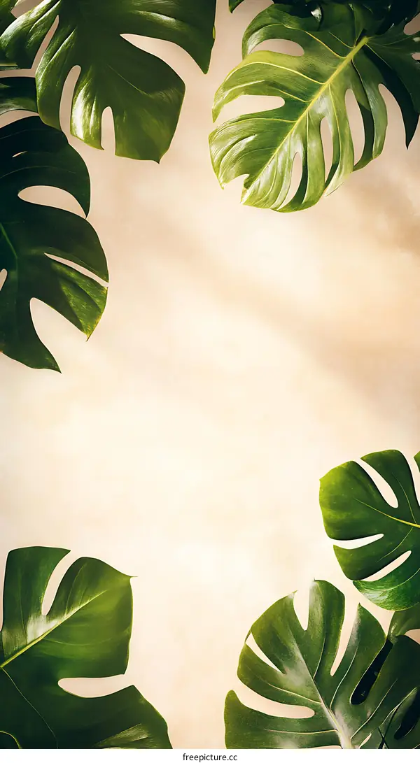 Tropical Leaves Background  Beige Background  Minimalist Design