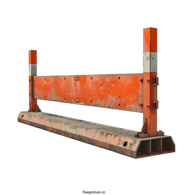 [Transparent Background PNG]Orange and White Road Barrier 3D Render