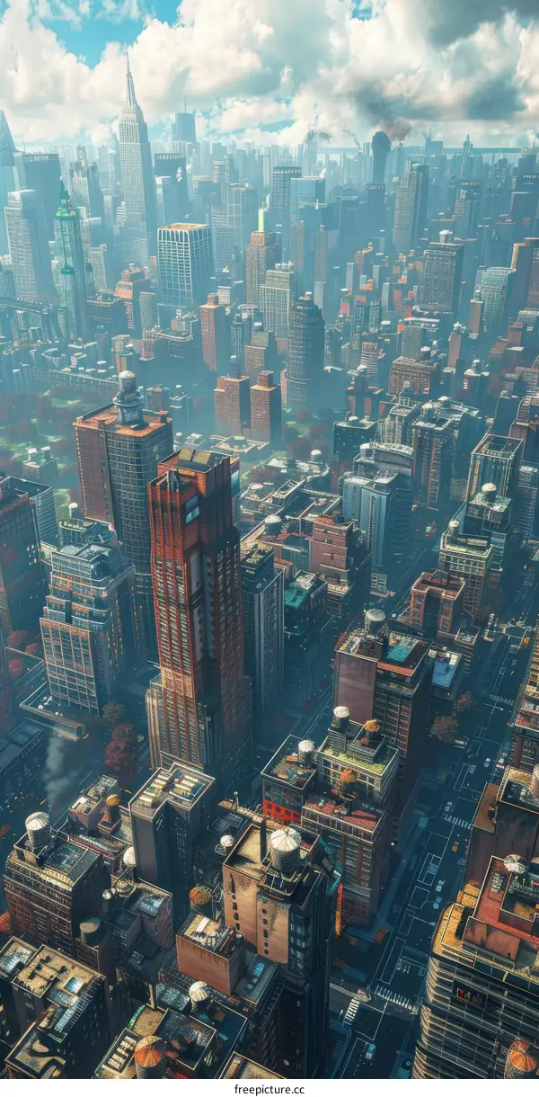 Aerial View of a Futuristic Cityscape