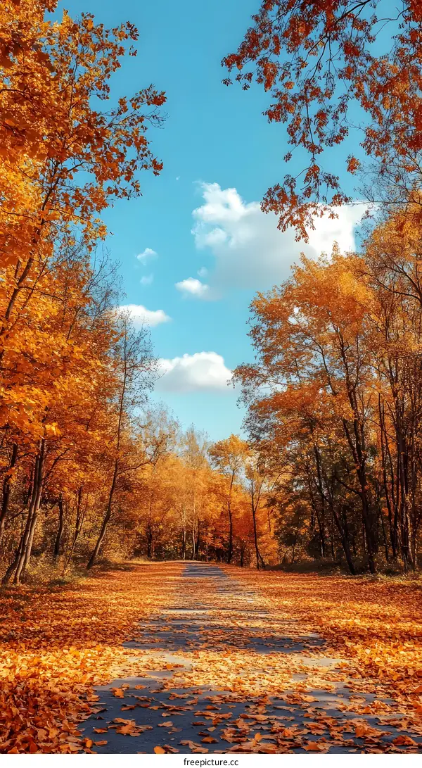 Autumn Foliage Path With Golden Leaves