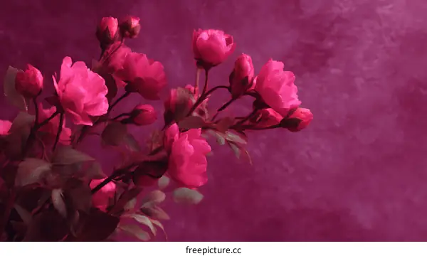 Beautiful Pink Flowers on a Deep Purple Background
