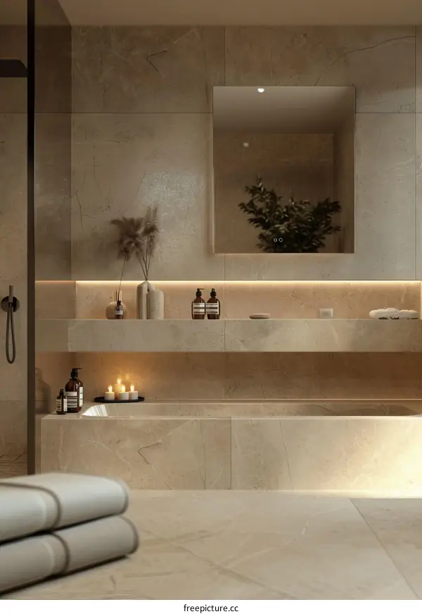 Modern Beige Bathroom Interior Design