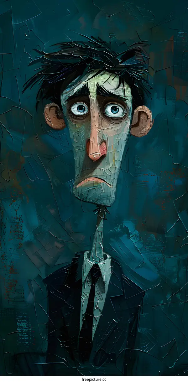 A painting of a man with a long face