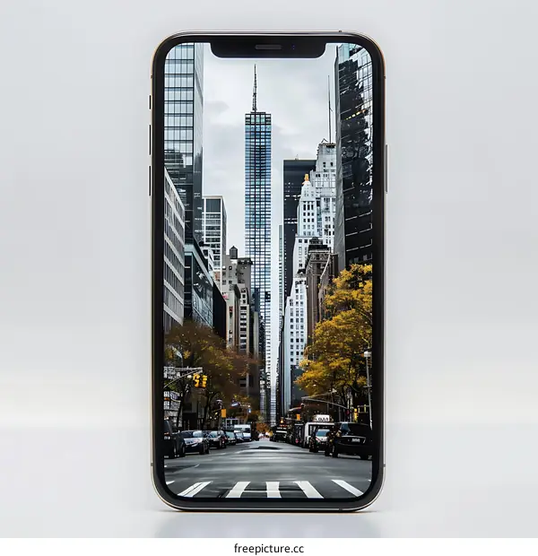 New York City Skyline on a Mobile Phone Screen