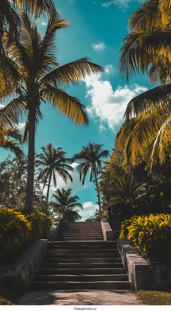 Stone Steps Leading Up to a Tropical Paradise