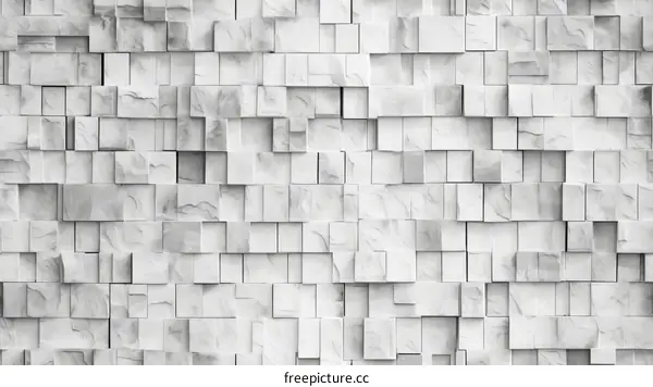 White 3D Stone Wall Tiles Texture Background