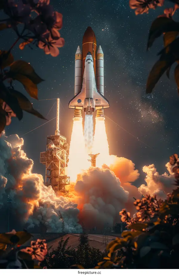 Space Shuttle Atlantis Launch: A Stellar Night