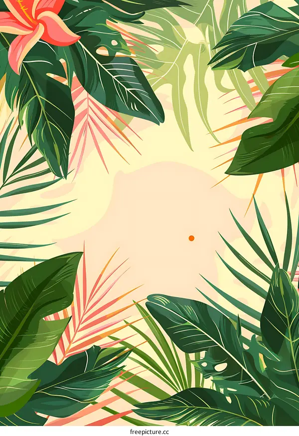 Tropical Leaves Border Background