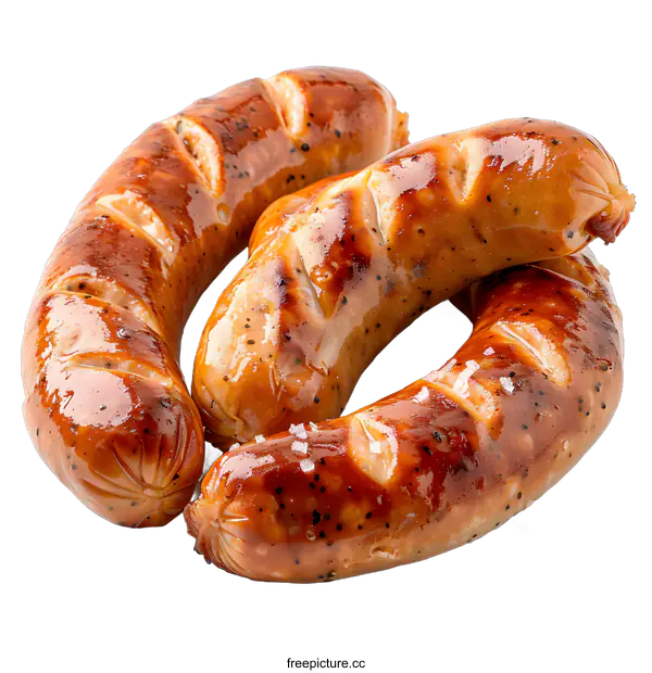 [Transparent Background PNG]Grilled sausages on white background