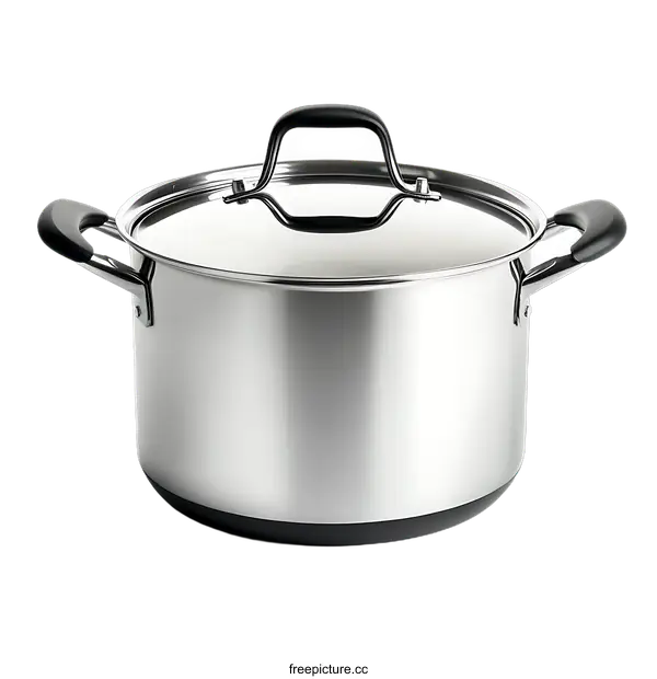 [Transparent Background PNG]Stainless Steel Stock Pot with Lid