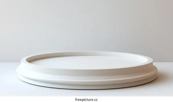 Empty White Round Pedestal Display Platform
