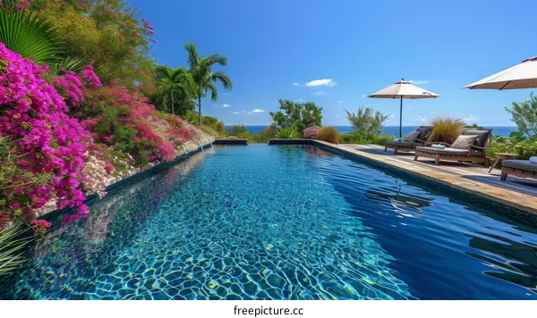 Infinity pool with a view of the Caribbean Sea