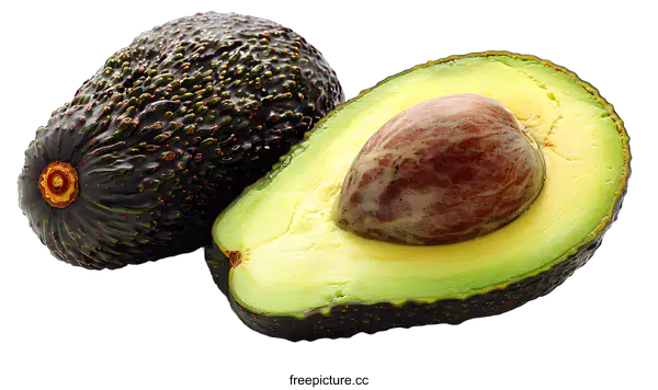 [Transparent Background PNG]Ripe Green Avocado Cut In Half With Seed