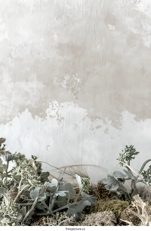 Green Plants and Dried Flowers on a White Background