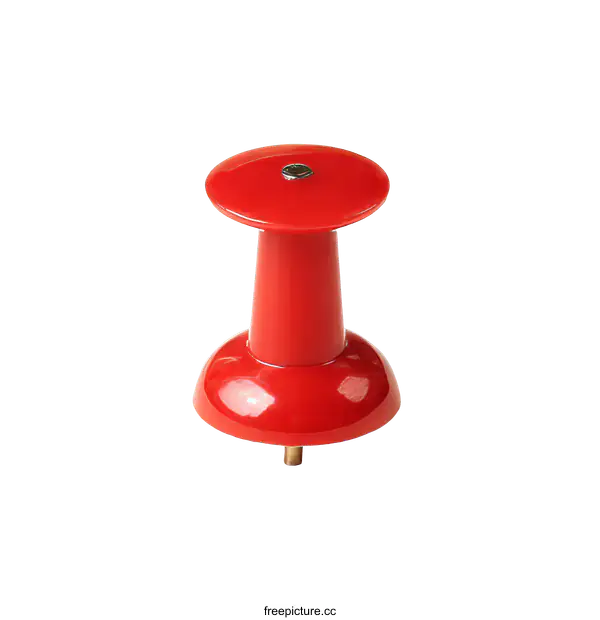 [Transparent Background PNG]Single Red Push Pin on White Background