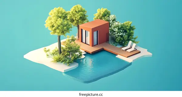 Minimalist House with Pool and Trees