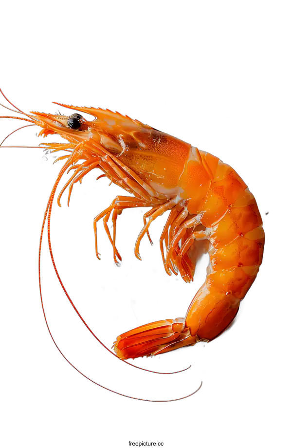 [Transparent Background PNG]A large orange shrimp on a white background