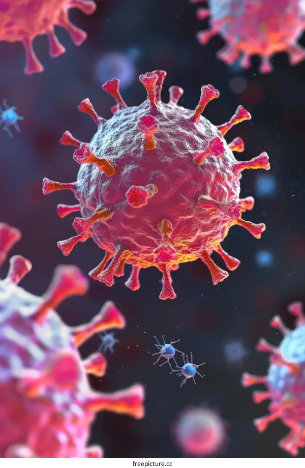 Pink And Blue Virus Illustration