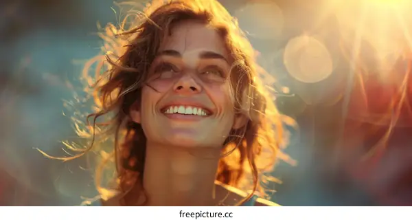 Beautiful Brunette Smiling Woman Outdoors