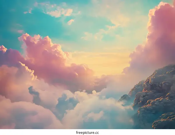 Beautiful Cloudscape With Mountain Peak