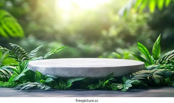 Nature Product Display Stand in Lush Forest Scene
