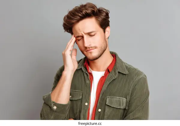 Portrait of a Caucasian Man Experiencing Headache