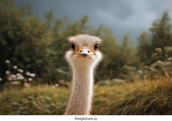 Curious Ostrich Portrait in Nature
