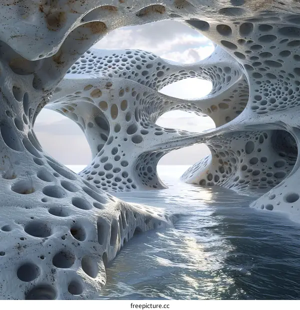 Mystical Underground Alien Cave with Water Channel