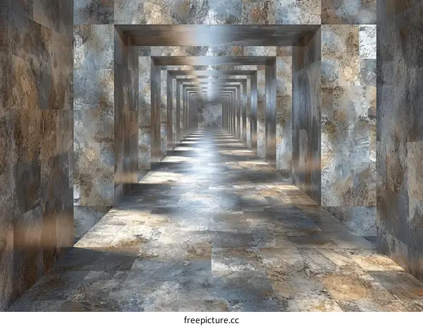 Retro Futuristic Sci-Fi Corridor: Concrete and Steel