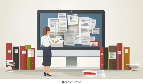 Woman Reviewing Documents on a Computer Screen