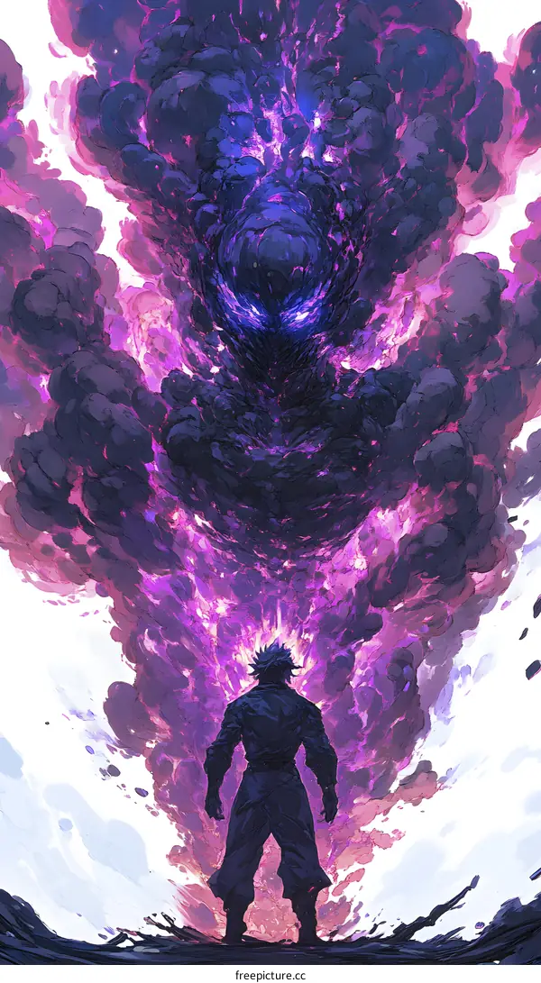 Man Facing Purple Smoke Monster