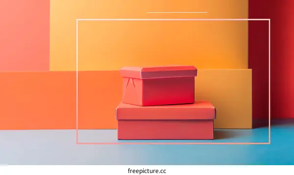 Two Pink Boxes on Colorful Background