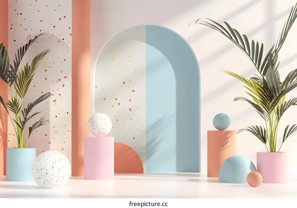 Minimalist Interior Design With Pastel Colors and Geometric Shapes