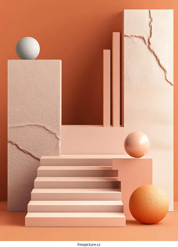 Abstract Geometric Shapes With Orange and Peach Colors