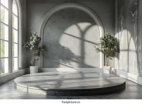 Elegant Interior Showcase with Round Platform