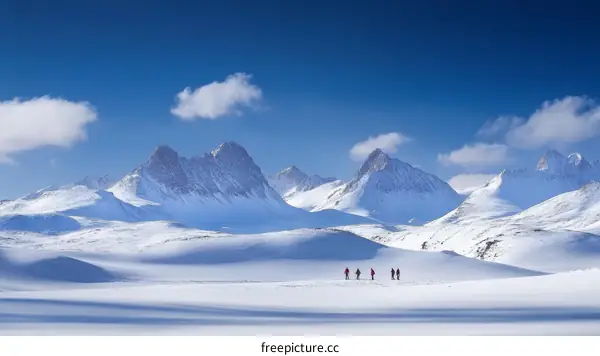 Winter Hiking in Snowy Mountains