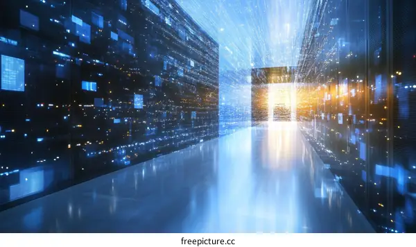 Futuristic Data Center Corridor