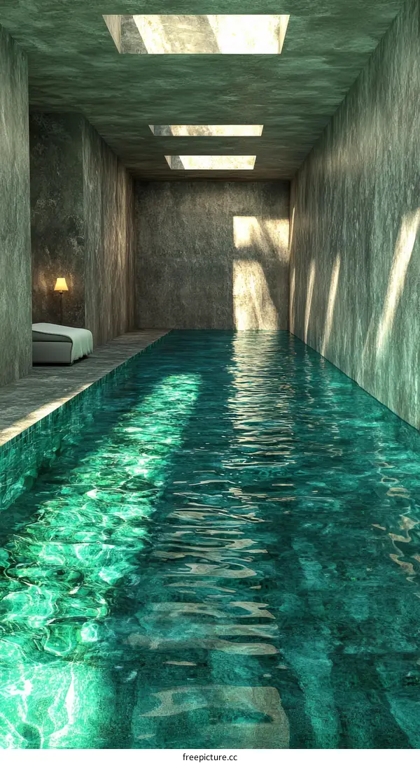 Indoor Pool Design with Modern Concrete Architecture