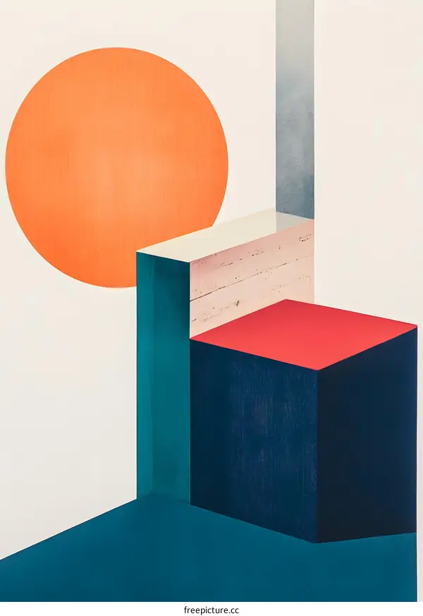 Abstract Geometric Artwork with Circles and Cubes