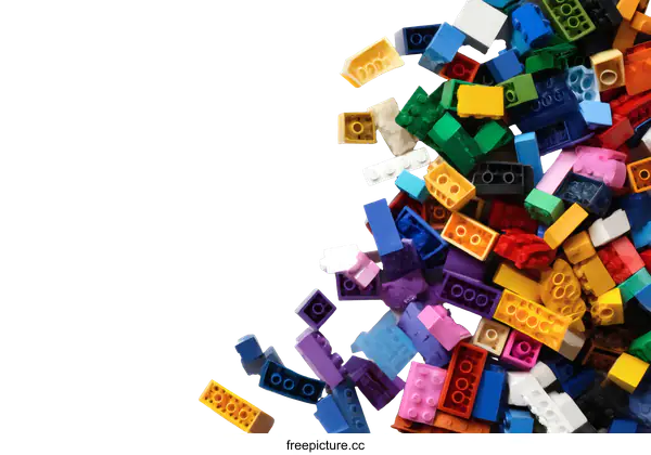 [Transparent Background PNG]Colorful Plastic Building Blocks on White Background