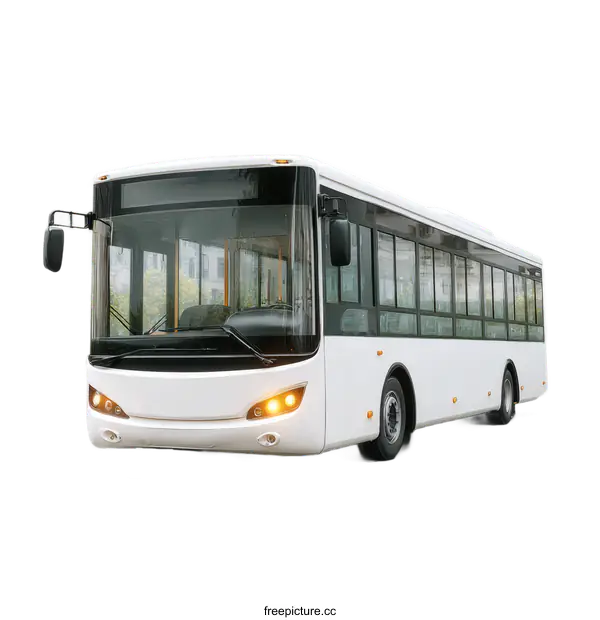 [Transparent Background PNG]Modern White City Bus on White Background