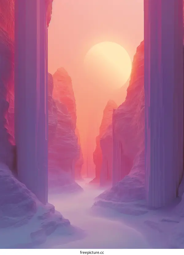 Canyon in the Desert at Sunset